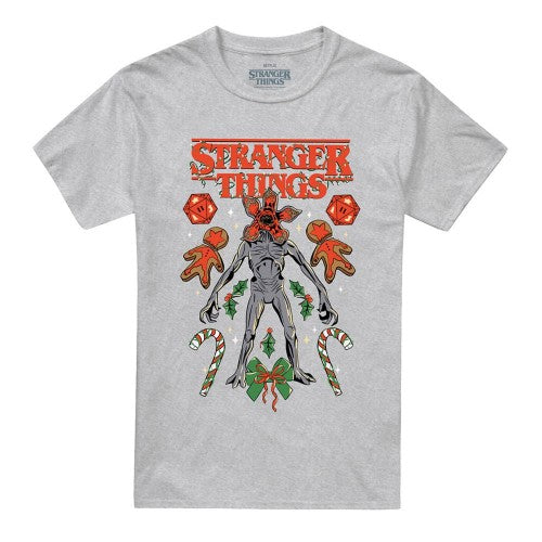 Front - Stranger Things 4 Unisex Adult Demogorgon Heather Christmas T-Shirt