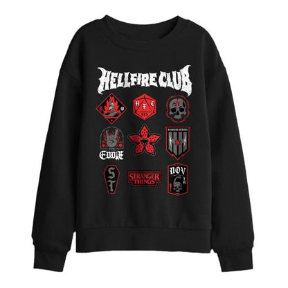 Front - Stranger Things Childrens/Kids Hellfire Badge Sweatshirt