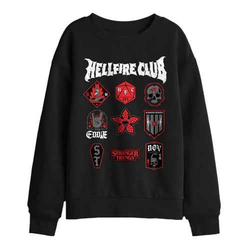 Front - Stranger Things Childrens/Kids Hellfire Badge Sweatshirt