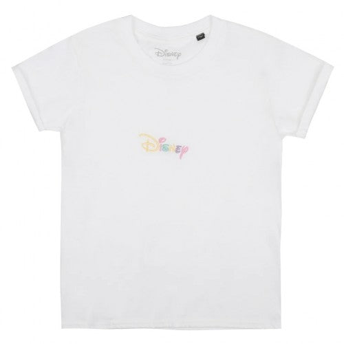 Front - Disney Girls Rainbow Logo T-Shirt