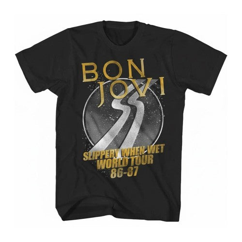 Front - Bon Jovi Womens/Ladies Slippery When Wet World Tour Back Print T-Shirt