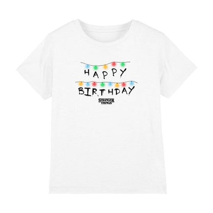 Front - Stranger Things Childrens/Kids Lights Happy Birthday T-Shirt
