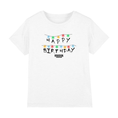 Front - Stranger Things Childrens/Kids Lights Happy Birthday T-Shirt