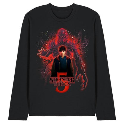 Front - Stranger Things 5 Unisex Adult Sorcerer Will Versus Vecna Poster Long-Sleeved T-Shirt