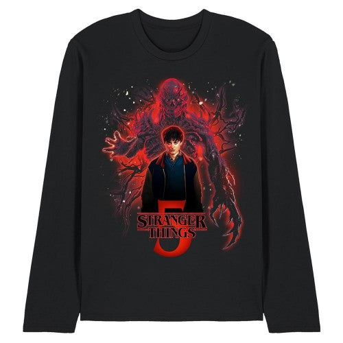 Front - Stranger Things 5 Unisex Adult Sorcerer Will Versus Vecna Poster Long-Sleeved T-Shirt