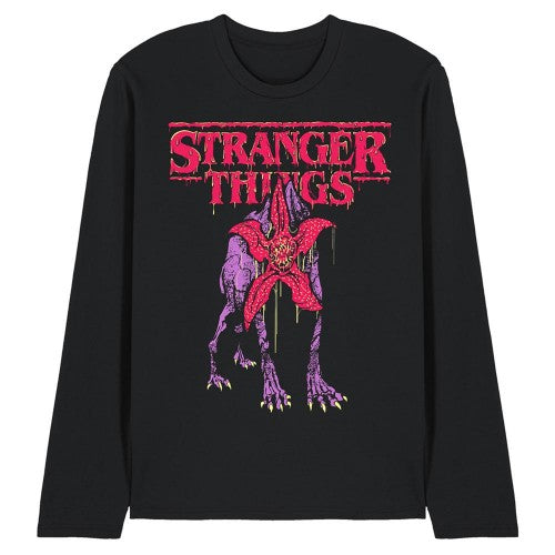 Front - Stranger Things Unisex Adult Demodog Drip Long-Sleeved T-Shirt
