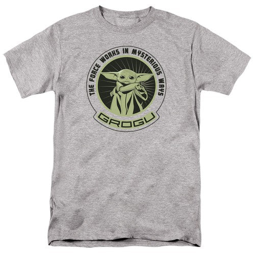 Front - Star Wars Mandalorian Mens Mysterious Ways Grogu Heather T-Shirt