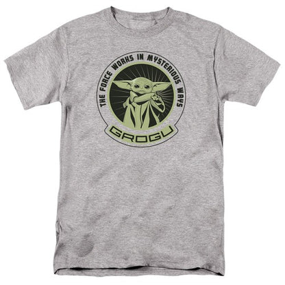 Front - Star Wars Mandalorian Mens Mysterious Ways Grogu Heather T-Shirt