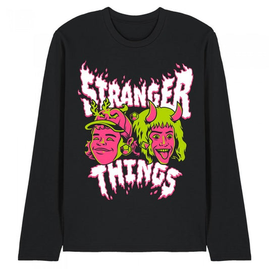 Front - Stranger Things Unisex Adult Eddie & Dustin Long-Sleeved T-Shirt