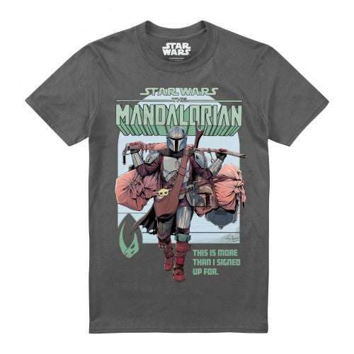 Front - Star Wars Mandalorian Mens Signed Up For T-Shirt