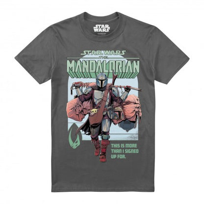 Front - Star Wars Mandalorian Mens Signed Up For T-Shirt
