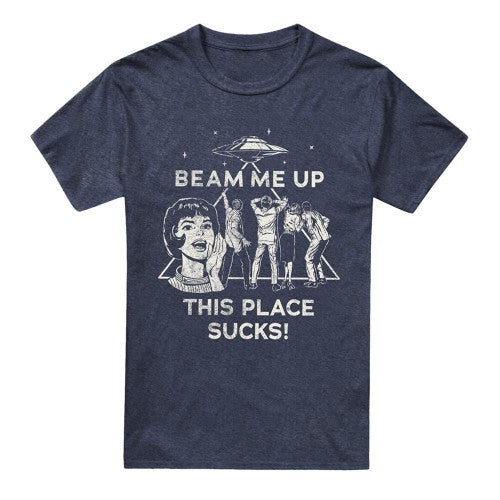 Front - Stranger Things Unisex Adult Beam Me Up Heather T-Shirt