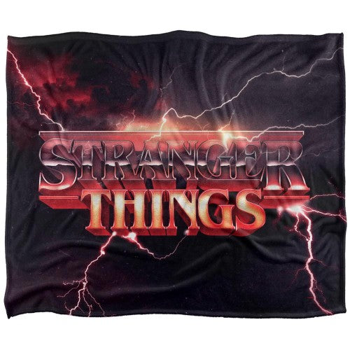 Front - Stranger Things Silky Lightning Logo Supersoft Throw