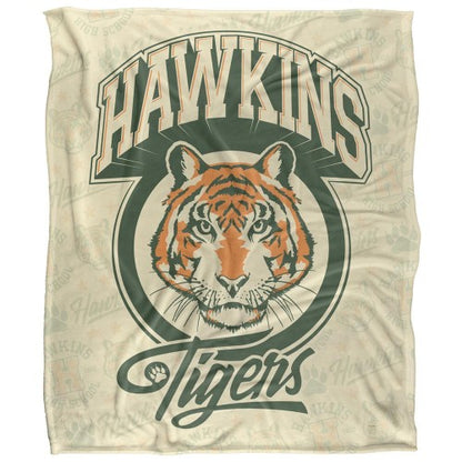 Front - Stranger Things Hawkins High Silky Retro Supersoft Throw