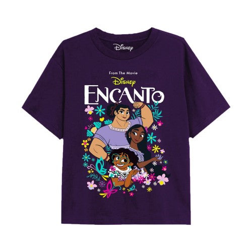 Front - Encanto Girls Flowers And Butterflies T-Shirt