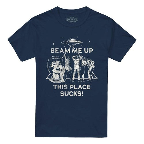 Front - Stranger Things Unisex Adult Beam Me Up T-Shirt