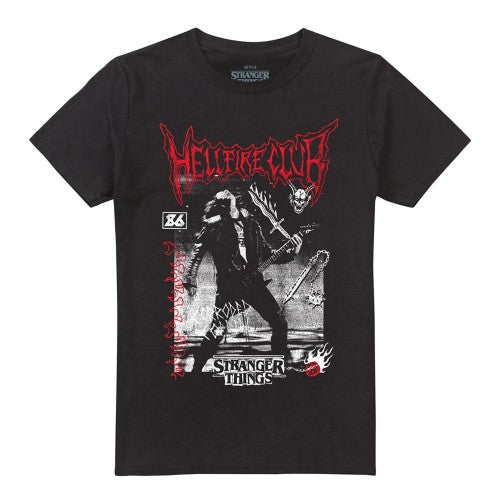 Front - Stranger Things Unisex Adult Hellfire Eddie T-Shirt