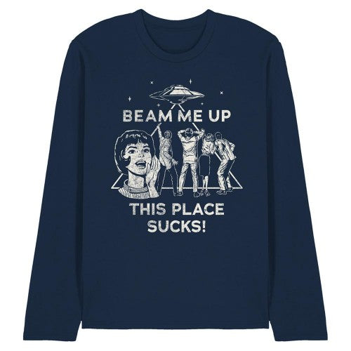 Front - Stranger Things Unisex Adult Beam Me Up Long-Sleeved T-Shirt