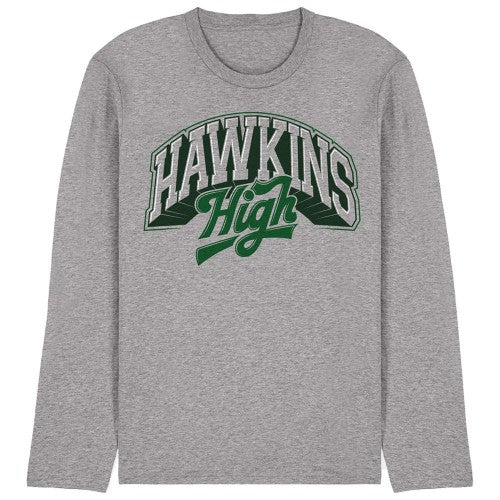 Front - Stranger Things Unisex Adult Hawkins High Logo Long-Sleeved T-Shirt