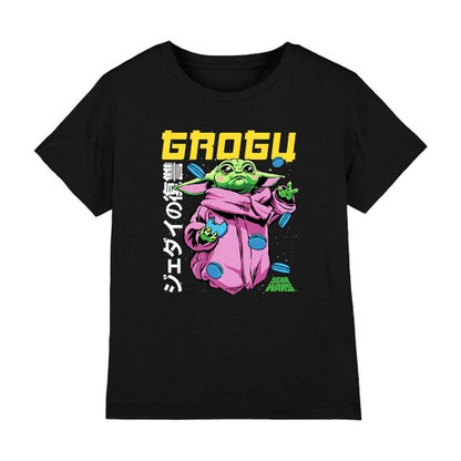 Front - Star Wars: The Mandalorian Childrens/Kids Grogu Neon T-Shirt