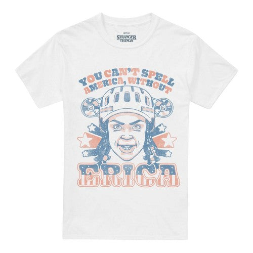 Front - Stranger Things Unisex Adult Erica America T-Shirt