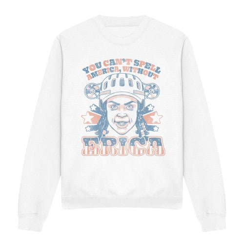 Front - Stranger Things Unisex Adult Erica America Sweatshirt