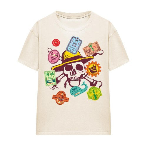 Front - One Piece Womens/Ladies Travel Stickers Skull T-Shirt