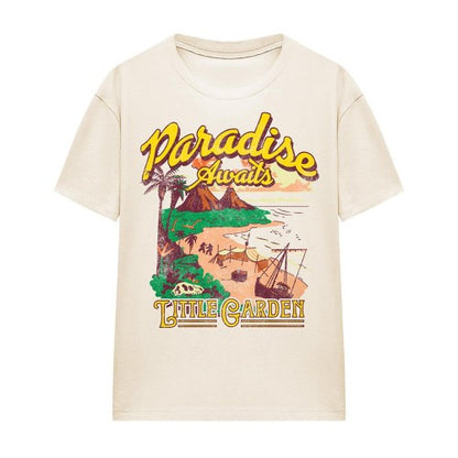Front - One Piece Womens/Ladies Paradise Awaits Little Garden T-Shirt