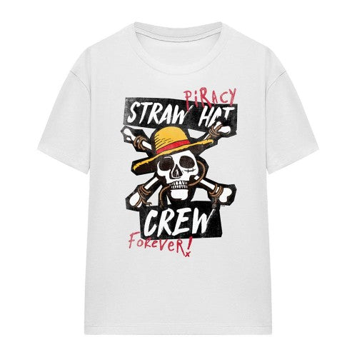 Front - One Piece Womens/Ladies Straw Hat Crew T-Shirt