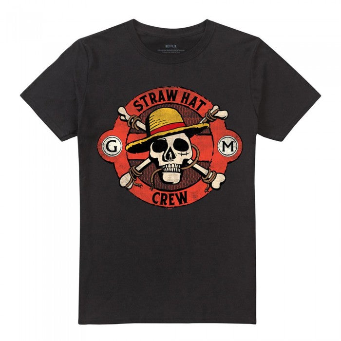 Front - One Piece Unisex Adult Straw Hat Crew Skull T-Shirt