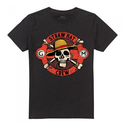 Front - One Piece Unisex Adult Straw Hat Crew Skull T-Shirt