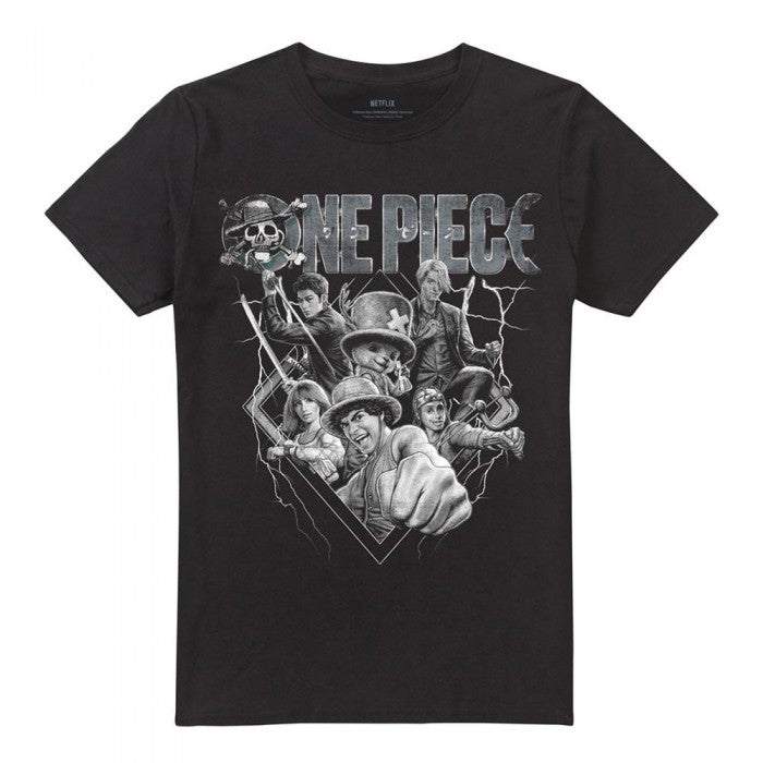 Front - One Piece Unisex Adult Straw Hat Crew Heavy Metal T-Shirt