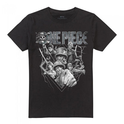 Front - One Piece Unisex Adult Straw Hat Crew Heavy Metal T-Shirt