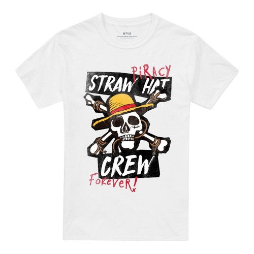 Front - One Piece Unisex Adult Straw Hat Crew T-Shirt