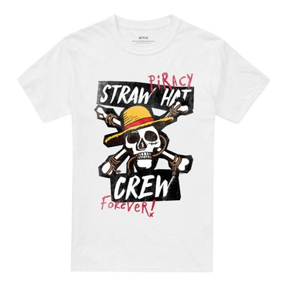 Front - One Piece Unisex Adult Straw Hat Crew T-Shirt