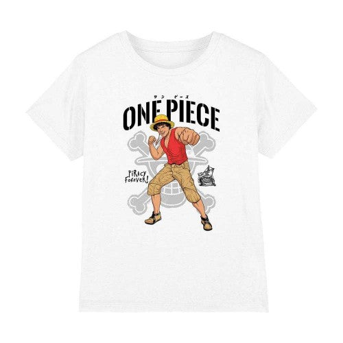 Front - One Piece Childrens/Kids Piracy Forever! Luffy T-Shirt