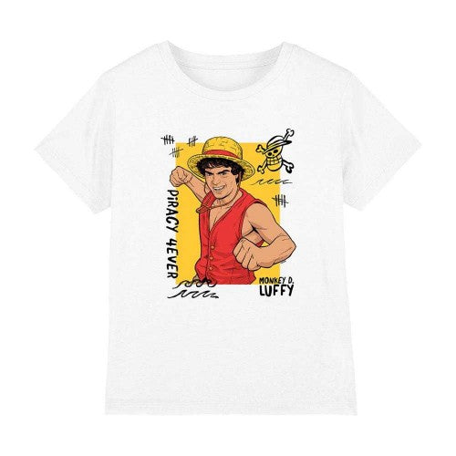 Front - One Piece Childrens/Kids Piracy Monkey D. Luffy T-Shirt