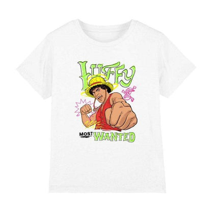 Front - One Piece Childrens/Kids Most Wanted Luffy Scribble T-Shirt