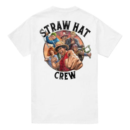 Front - One Piece Unisex Adult Straw Hat Crew Back Print T-Shirt