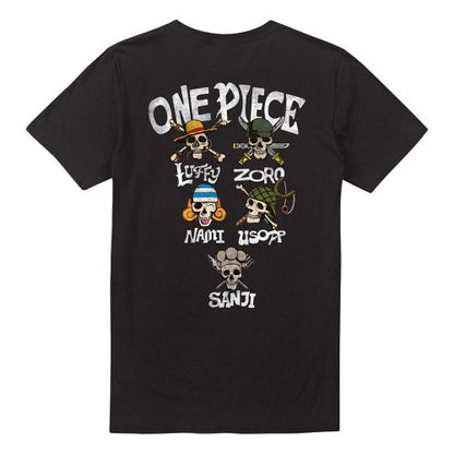 Front - One Piece Unisex Adult Straw Hat Crew Skull And Crossbones Back Print T-Shirt
