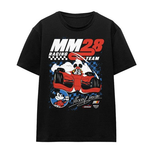 Front - Disney Womens/Ladies Mickey Mouse Chequered Racing T-Shirt