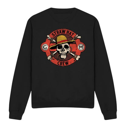 Front - One Piece Unisex Adult Straw Hat Crew Skull Sweatshirt