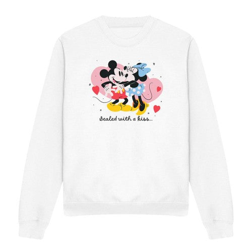 Front - Disney Unisex Adult Sealed With A Kiss Mickey & Minnie Mouse Sweatshirt