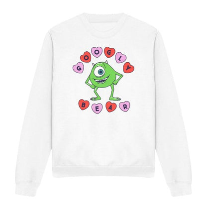 Front - Monsters Inc Unisex Adult Googly Bear Mike Wazowski Hearts Sweatshirt