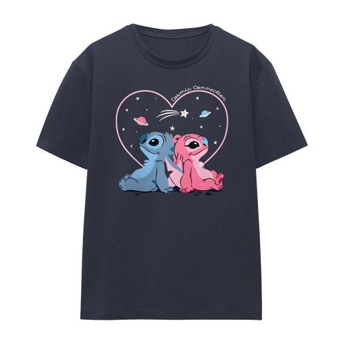 Front - Lilo & Stitch Womens/Ladies Cosmic Connection Stitch & Angel T-Shirt