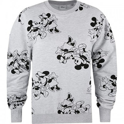 Front - Disney Womens/Ladies Mickey & Minnie Mouse Heather Crew Neck Sweatshirt