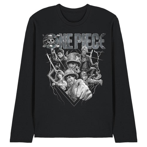 Front - One Piece Unisex Adult Straw Hat Crew Heavy Metal Long-Sleeved T-Shirt