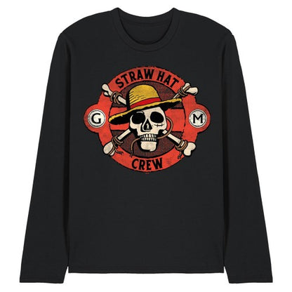 Front - One Piece Unisex Adult Straw Hat Crew Skull Long-Sleeved T-Shirt