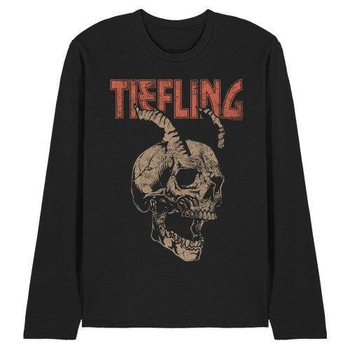 Front - Dungeons & Dragons Unisex Adult Tiefling Skull Horns Long-Sleeved T-Shirt