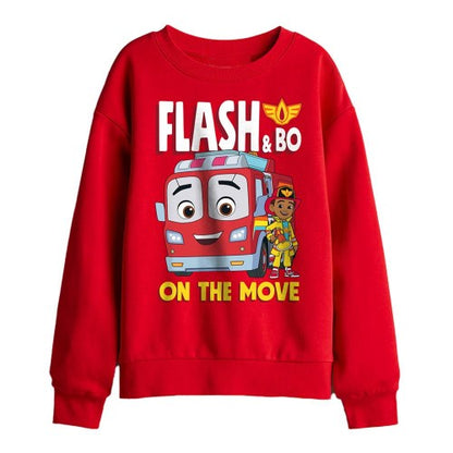 Front - Firebuds Childrens/Kids Flash Fire Engine Sweatshirt